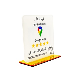 Tùy chỉnh Acrylic NFC tap đứng Tripadvisor <span class=keywords><strong>Google</strong></span> bản đồ đánh giá Instagram NFC bảng đứng trắng NFC plexiglass tấm với cơ sở - Product Image 1