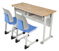 Bureau en bois massif avec filet à livres, double table