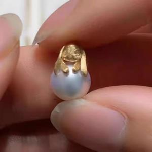 Base Vacía de Plata de Ley S925 para Collar de Conejo de Moda con Perlas Redondas de 8-10 mm, Colgante 30922 - Product Image 2