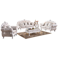 Vente en gros d'un canapé modulable en bois antique de luxe blanc style européen canapés classiques en tissu ensemble de canapés de salon dubaï