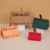 Bedruckbare Faltbare Dreieckige Mini-Tee-Geschenkbox Tragbare Grüne Papier-Tee-Verpackungsbox mit Bandgriff für Teebeutel