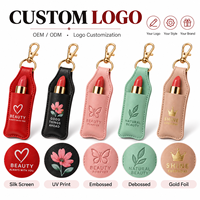 Porte-clés en cuir PU personnalisé avec logo, étui portable pour baume à lèvres, étui à rouge à lèvres, breloque promotionnelle pour sac