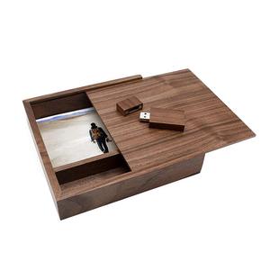 Elegant Photography Wedding Gift Walnut Wooden USB drive with Box USB 2.0/3.0 Custom Memory Stick Pendrive