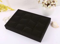 Baki Jam Tangan dan Perhiasan 12 Kompartemen Berbahan Beludru dengan Bantal dan Penyangga Gelang Model B-32 Dari Jinhua