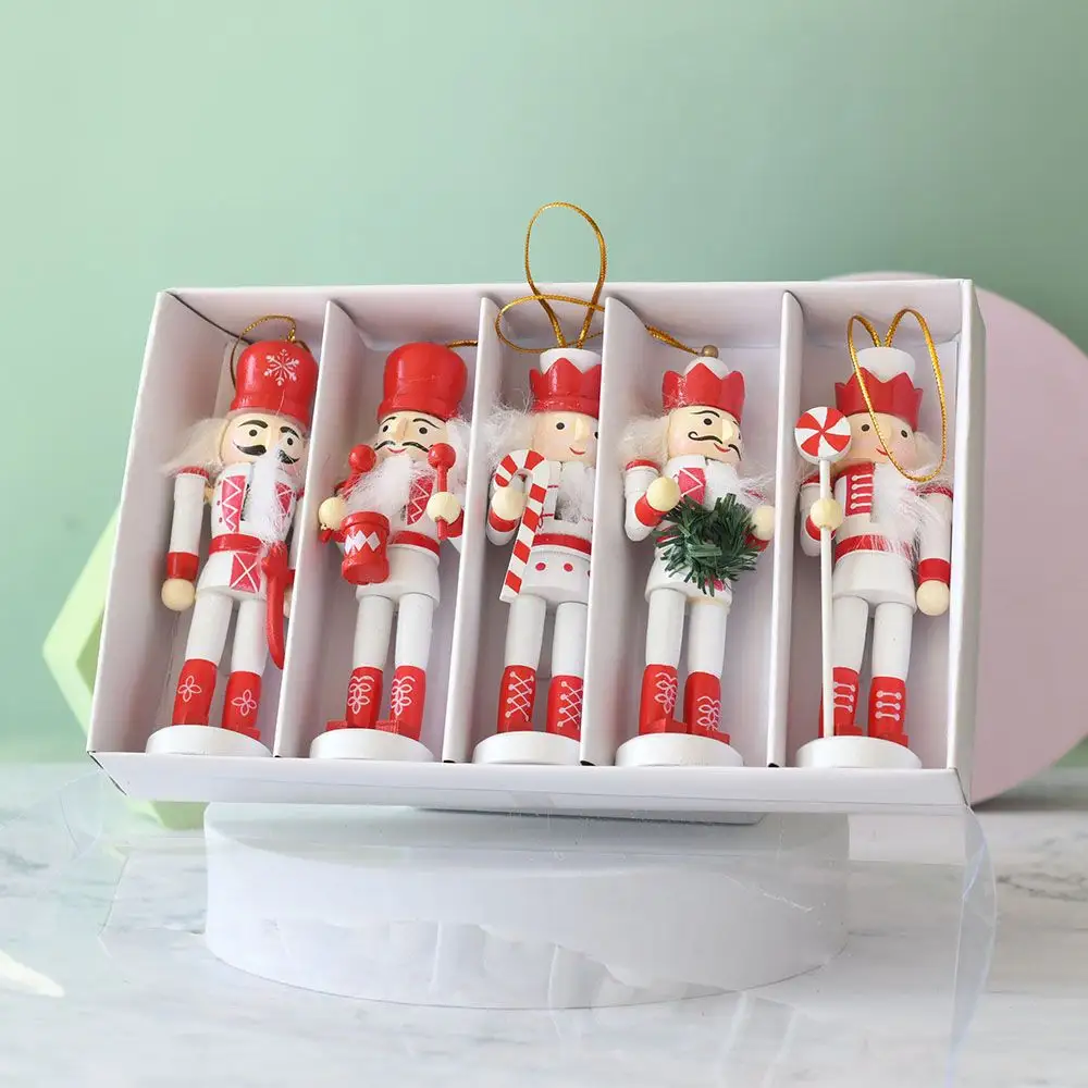 5 cái/hộp giáng sinh 13cm nutcracker búp bê cho trang trí nội thất Xmas trang trí bằng gỗ nutcracker Sản xuất tại Trung Quốc