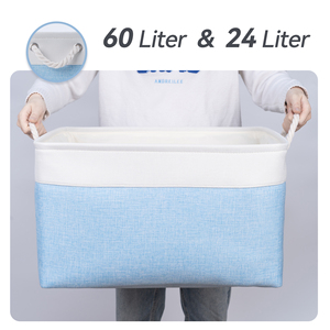Collapsible Fabric <b>Storage</b> Baskets 2 Sizes Linen Organizer Bins with Rope Handles for Home & Closet - Product Image 4