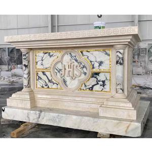 プロのデザインキリスト教教会大理石の説教壇と祭壇セット、高磨かれた石の祭壇 - Product Image 1