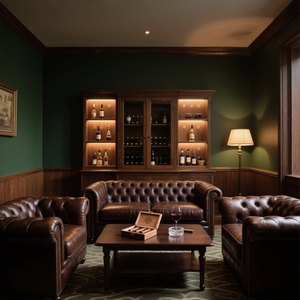 Canapé de salon pour cigare, style américain, club privé, ensemble de <span class=keywords><strong>bar</strong></span> à whisky vintage, mobilier chinois en bambou de style Old Money - Product Image 5
