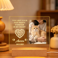 Lampe de nuit LED 3D commémorative pour animaux de compagnie avec base en bois, abat-jour moderne, option DIY, motifs d'animaux imprimés UV, cadeau de souvenir pour les amoureux des animaux