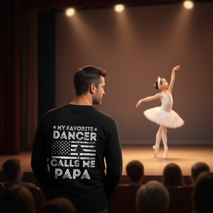 Mi bailarina favorita me llama Papá, camiseta de manga larga para el Día del Padre, con diseño de ballet y danza - Product Image 3
