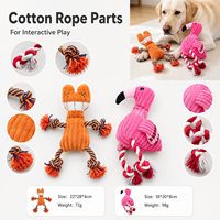 Jouet interactif pour chien en peluche avec corde et couineur, motif flamant rose, vente en gros, marque privée