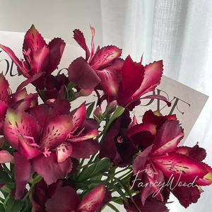 Tissu de soie <span class=keywords><strong>Alstroemeria</strong></span> blanc de haute qualité fleurs de lys artificielles pour la décoration de la maison de mariage du nouvel an avec des pièces de tige - Product Image 5