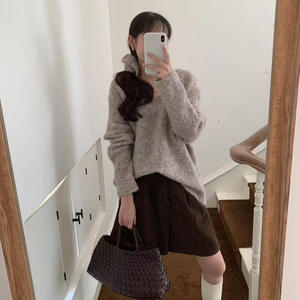 Maglione coreano di lusso con scollo a V lavorato a maglia martellata da donna autunno inverno spesso da indossare ampio stile pigro in maglia a maniche lunghe - Product Image 2