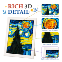 Kit Lukisan Tanah Liat Bingkai Foto 3D Grosir, Seni Relief Langit Berbintang, Tidak Beracun, Gaya Van Gogh, Dekorasi Rumah DIY, Hadiah OEM