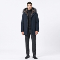 Parka d'hiver épaisse pour homme en tissu Oxford respirant, doublée de vison, à capuche, avec garniture en fourrure Memory Shell, vente en gros