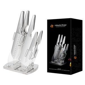 Juego de Cuchillos de Chef de Cinco Piezas, Acero Inoxidable, Coloridos, con Hojas Pulimentadas de 17.5 cm, Estilo Paja de Trigo, Color Rosa, Venta Caliente - Product Image 1