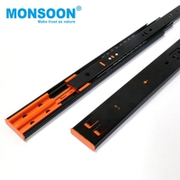 Rail de glissière d'armoire de cuisine à fermeture en douceur à roulement à billes en fer 45mm glissière de tiroir noire en acier inoxydable glissière de tiroir à 3 plis fermeture en douceur