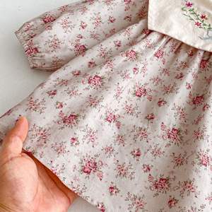 Recién llegado, vestidos de flores Vintage para niñas pequeñas, vestido de cuello bordado para niños pequeños, <span class=keywords><strong>ropa</strong></span> de otoño para niños - Product Image 6