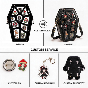Sac Ita personnalisé en forme de cercueil, style gothique, en PU, avec fenêtre transparente, sac bandoulière, sangle réglable, présentoir pour badges, sac à main quotidien Lolita Anime Cosplay - Product Image 2