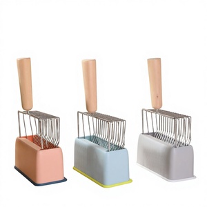 Ensemble de pelle à <span class=keywords><strong>litière</strong></span> pour chat avec manche <span class=keywords><strong>en</strong></span> <span class=keywords><strong>bois</strong></span> de grande taille et base colorée, design original, pour chats et chiens - Product Image 1