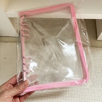 Couverture de carnet A5 en PVC à feuilles mobiles, série Macaron Pailleté, avec fermeture éclair et bord transparent, pour journal d'appréciation des fans
