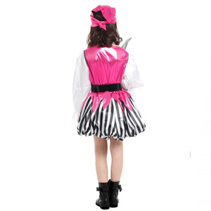 Caraïbes fantaisie carnaval Halloween fête habiller fille Pirates Costume blanc noir rayure boucanier princesse Costume avec chapeau - Product Image 4