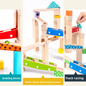 Ensemble de blocs de construction en bois pour enfants <span class=keywords><strong>avec</strong></span> piste à <span class=keywords><strong>billes</strong></span>, jouet éducatif pour garçons et filles de 5 à 7 ans, écologique, non toxique, <span class=keywords><strong>avec</strong></span> glissière de montage en tuyauterie - Product Image 3