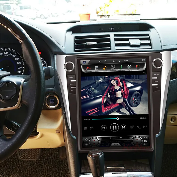 Système de navigation gps pour toyota camry 10.0-12.1, lecteur dvd de voiture multimédia Vertical, Style Tesla, android 2012, 2015 pouces, kirinnavi