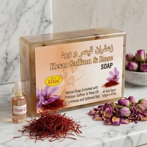 Afrin Kesar Saffron and <b>Rose</b> Herbal <b>Soap</b> Natural Skin Brightening Luxury Bar Enriched with Pure Oils Luminous Glow - Product Image 4