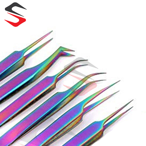 Juego de Pinzas para Extensión de Pestañas, 8 Piezas, Punta de Fibra, Pinzas Profesionales para Pestañas, Multicolores, Acero Inoxidable, Belleza OEM - Product Image 3
