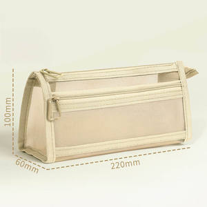 กระเป๋าดินสอไนลอนใสเป็นมิตรต่อสิ่งแวดล้อ<span class=keywords><strong>ม</strong></span>, กระเป๋าใส่ปากกากระเป๋าคู่สำหรับนักเรียนเฉพาะการสอบเครื่องเขียน - Product Image 1