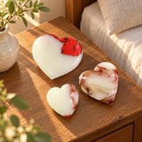 Cœur en agate de feu polie de 6 à 8 cm avec motifs de flammes rouges pour la décoration intérieure, la méditation, les cadeaux et la collection