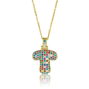 DAIHE 뜨거운 판매 랩 가수 목걸이 다채로운 지르콘 영어 편지 펜던트 목걸이 26 글자 뚱뚱한 매력 목걸이 보석 - Product Image 4