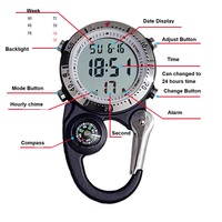 Montre de montagne numérique de haute qualité, montre électronique de sport de plein air, mousqueton multifonctionnel, montre à accrocher à la ceinture du sac à dos