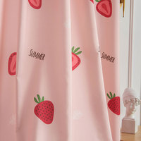 Tissu de rideau imprimé 100% polyester, motif fraise, rose, pour l'été, vente en gros