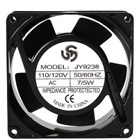 Kipas Buang Aksial Saluran AC 220V 110V 92x92x38mm Rangka Logam Tanpa Sikat Efisiensi Tinggi IP55 Baling-baling PBT Bantalan Bola Aliran Udara Besar OEM