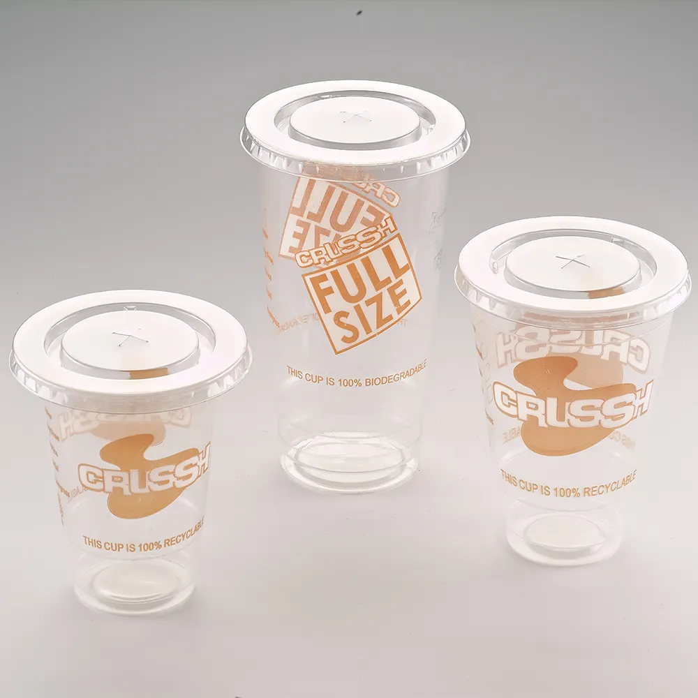 पीपी बड़े डिस्पोजेबल प्लास्टिक कॉफी पीने के कप Oem Odm डिजाइन डिस्पोजेबल प्लास्टिक के कप और Lids