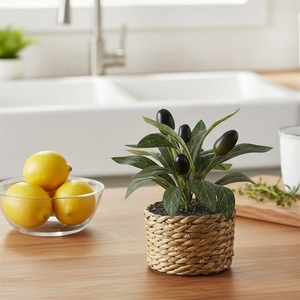 Plantes artificielles d'intérieur, <span class=keywords><strong>fausse</strong></span> olive en pot de <span class=keywords><strong>paille</strong></span>, centre de table pour étagère, décoration de maison et de bureau - Product Image 1