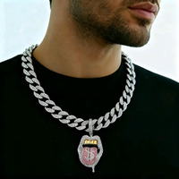 Collier pendentif lèvre personnalisé style Iced Out, fabrication sur mesure |   Chaîne cubaine de Miami avec symbole du dollar pour rappeur
