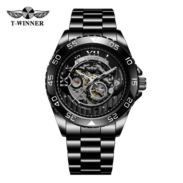 WINNER Fashion Business Reloj mecánico automático para hombre Correa de  acero inoxidable completa Esqueleto clásico Relojes para hombre Marca  superior