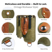Étui de rangement EDC portable simple en cuir véritable personnalisé pour multi-outils, organisateur de poche, utilisation en extérieur et ceinture