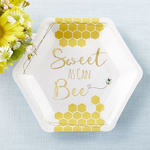 Modern 9 Inch Hexagon Bee Paper <b>Plates</b> for Gender Reveal Party Factory Direct Hot Selling Item - Product Image 1
