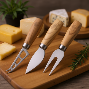 ชุดมีดชีสเบอาร์ด 3 ชิ้น สแตนเลส ด้ามไม้ อุปกรณ์สำหรับชีส - Product Image 3
