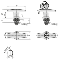 Loquet à quart de tour K1356 pour armoire industrielle, verrou de compression IP65 étanche à la poussière, fixation rapide pour panneau d'armoire