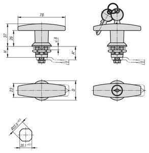 Loquet à quart de tour K1356 pour armoire industrielle, verrou de compression IP65 étanche à la poussière, fixation rapide pour panneau d'armoire - Product Image 3