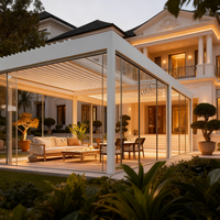Pergola de luxe en aluminium pour l'extérieur, 4x6m, imperméable, toit rétractable motorisé et réglable, respectueuse de l'environnement, pour jardin