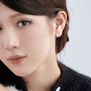 Dylam Stylish Hypoallergenic Fine Jewelry Women 925 Sterling <b>Silver</b> Women Gifts Four-Pointed Star <b>Clip</b> on Earrings - Product Image 2