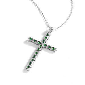 تصميم أصلي أخضر صليب S925 ترصيع الفضة مع اليشم قلادة الأزياء الدينية النسائية مجوهرات للهدايا - Product Image 4
