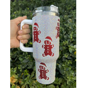 Vasos <span class=keywords><strong>de</strong></span> Viaje con Diseño <span class=keywords><strong>de</strong></span> <span class=keywords><strong>Hombre</strong></span> <span class=keywords><strong>de</strong></span> Jengibre con Pedrería Blanca Navideña, 40 oz, Vasos <span class=keywords><strong>de</strong></span> Viaje con Pedrería Brillante - Product Image 2