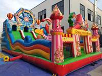 Château gonflable combiné Grande Roue de la Fortune et Château Gonflable Château Gonflable pour Enfants avec Toboggan Extérieur